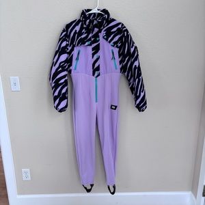 ASOS 4505 Ski All in One 80s Printed Suit Purple Zebra onesie Sz 8